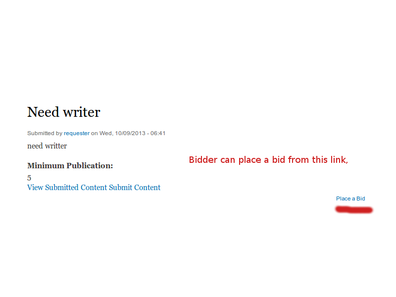 Bidder can place a bid on content Bidder can place a bid on content